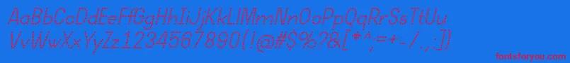 DotcirfulRegularItalic Font – Red Fonts on Blue Background