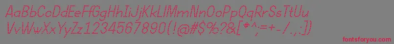 フォントDotcirfulRegularItalic – 赤い文字の灰色の背景