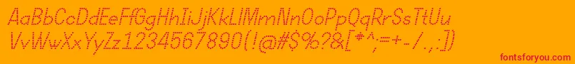 DotcirfulRegularItalic Font – Red Fonts on Orange Background