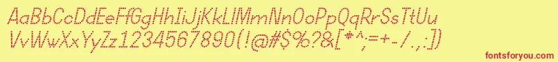 DotcirfulRegularItalic Font – Red Fonts on Yellow Background