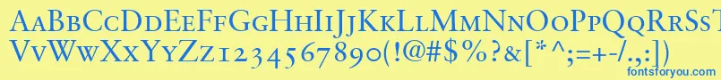 SabonRomanSmallCapsOldstyleFigures Font – Blue Fonts on Yellow Background