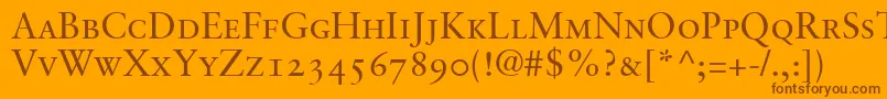 SabonRomanSmallCapsOldstyleFigures Font – Brown Fonts on Orange Background