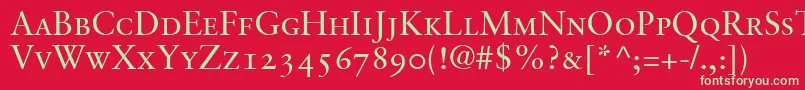 SabonRomanSmallCapsOldstyleFigures Font – Green Fonts on Red Background