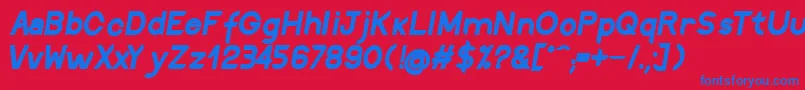 DiscreetBoldinclined Font – Blue Fonts on Red Background