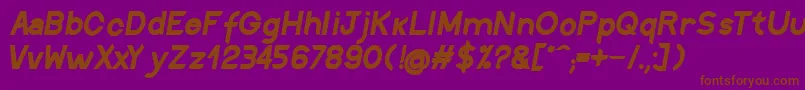 DiscreetBoldinclined-Schriftart – Braune Schriften auf violettem Hintergrund