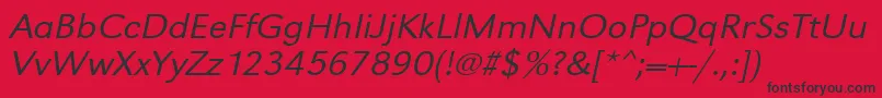 フォントUrwgrotesktligextwidOblique – 赤い背景に黒い文字