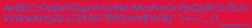 フォントUrwgrotesktligextwidOblique – 赤い背景に青い文字