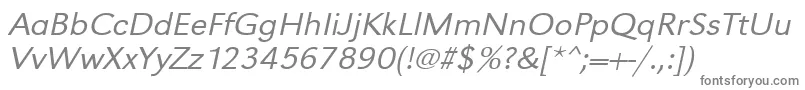 フォントUrwgrotesktligextwidOblique – 白い背景に灰色の文字