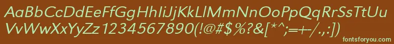 UrwgrotesktligextwidOblique Font – Green Fonts on Brown Background