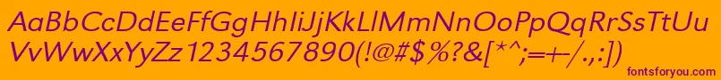 UrwgrotesktligextwidOblique Font – Purple Fonts on Orange Background