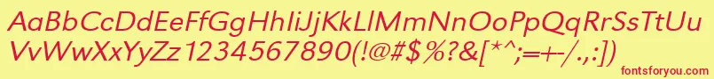 UrwgrotesktligextwidOblique Font – Red Fonts on Yellow Background