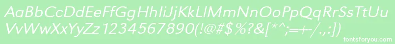 UrwgrotesktligextwidOblique Font – White Fonts on Green Background