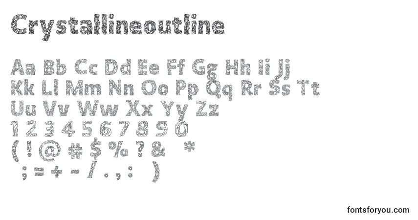 Crystallineoutline-fontti – aakkoset, numerot, erikoismerkit