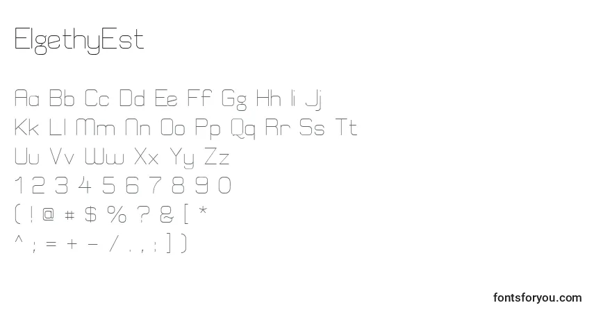 Schriftart ElgethyEst – Alphabet, Zahlen, spezielle Symbole