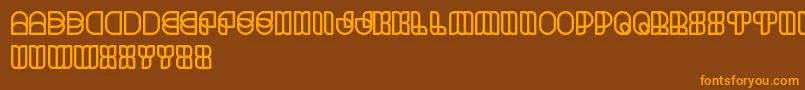 フォントScienceFiction – オレンジ色の文字が茶色の背景にあります。