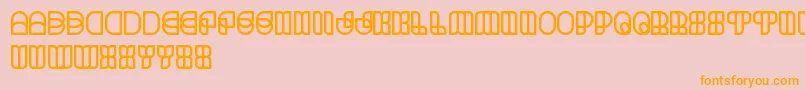 フォントScienceFiction – オレンジの文字がピンクの背景にあります。