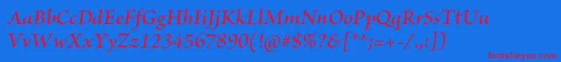フォントBriosoproSemibolditsubh – 赤い文字の青い背景
