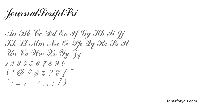 Шрифт JournalScriptSsi – алфавит, цифры, специальные символы
