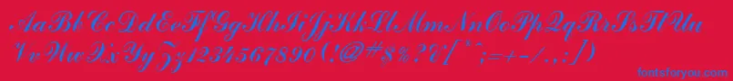 JournalScriptSsi Font – Blue Fonts on Red Background