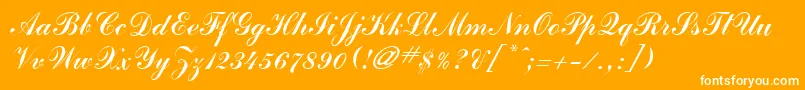 JournalScriptSsi-Schriftart – Weiße Schriften auf orangefarbenem Hintergrund