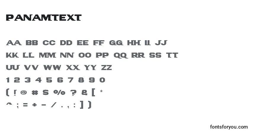 Panamtext-fontti – aakkoset, numerot, erikoismerkit