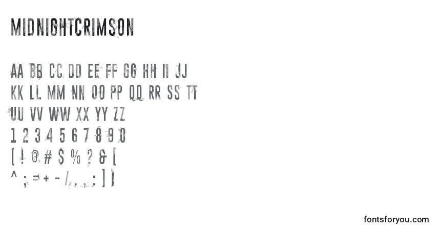 MidnightCrimson-fontti – aakkoset, numerot, erikoismerkit
