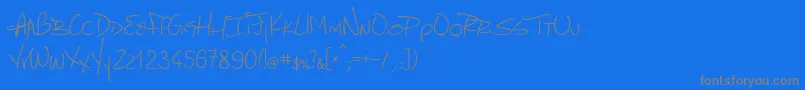 MarcelloHandwriting-fontti – harmaat kirjasimet sinisellä taustalla