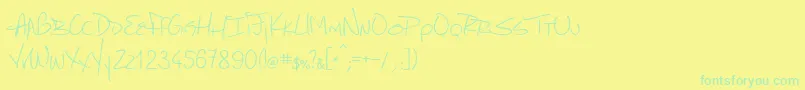 フォントMarcelloHandwriting – 黄色い背景に緑の文字