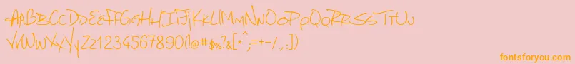 フォントMarcelloHandwriting – オレンジの文字がピンクの背景にあります。