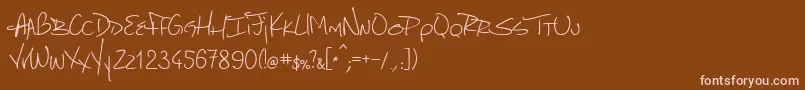 Czcionka MarcelloHandwriting – różowe czcionki na brązowym tle