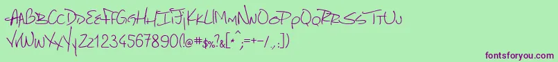 MarcelloHandwriting-fontti – violetit fontit vihreällä taustalla
