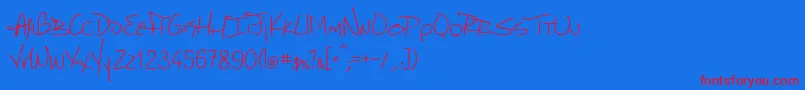 MarcelloHandwriting Font – Red Fonts on Blue Background