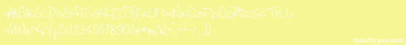 フォントMarcelloHandwriting – 黄色い背景に白い文字