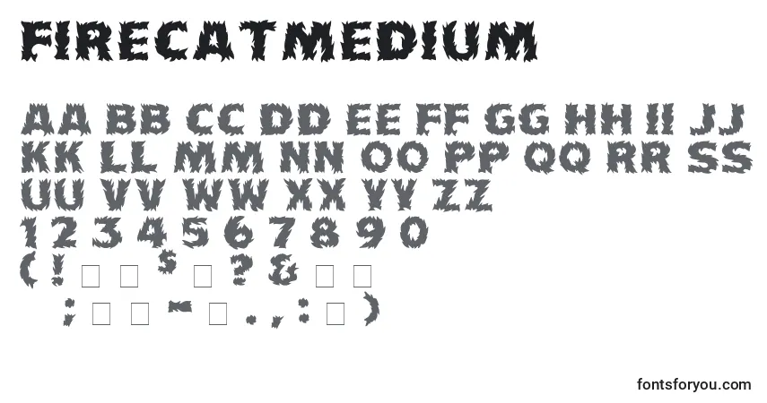 Czcionka Firecatmedium – alfabet, cyfry, specjalne znaki
