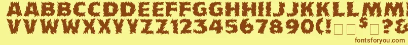 Firecatmedium-fontti – ruskeat fontit keltaisella taustalla
