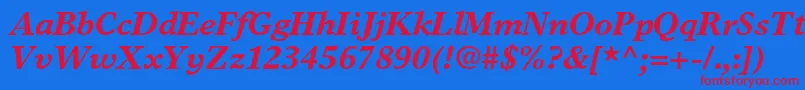 TimeseuropaltstdBolditalic Font – Red Fonts on Blue Background