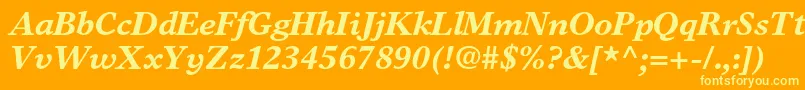 Czcionka TimeseuropaltstdBolditalic – żółte czcionki na pomarańczowym tle