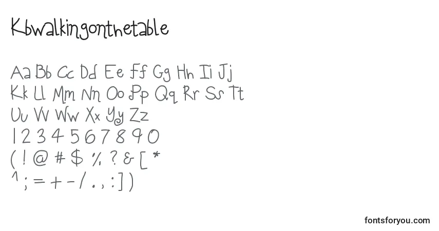 Schriftart Kbwalkingonthetable – Alphabet, Zahlen, spezielle Symbole