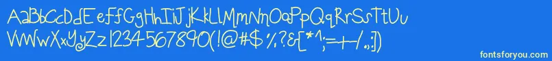 Kbwalkingonthetable Font – Yellow Fonts on Blue Background