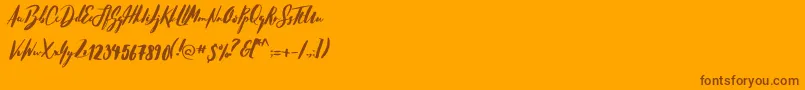 HellostockholmRegular-Schriftart – Braune Schriften auf orangefarbenem Hintergrund