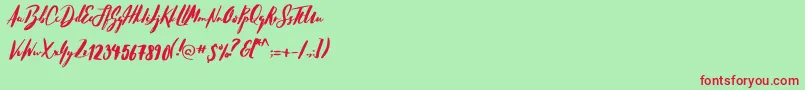 HellostockholmRegular-Schriftart – Rote Schriften auf grünem Hintergrund