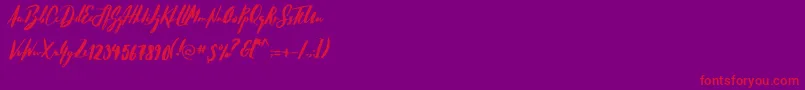 HellostockholmRegular-Schriftart – Rote Schriften auf violettem Hintergrund