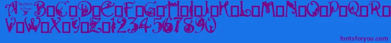 AlphaSilouette Font – Purple Fonts on Blue Background