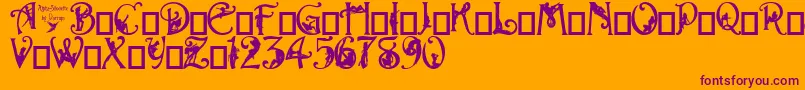 AlphaSilouette-fontti – violetit fontit oranssilla taustalla