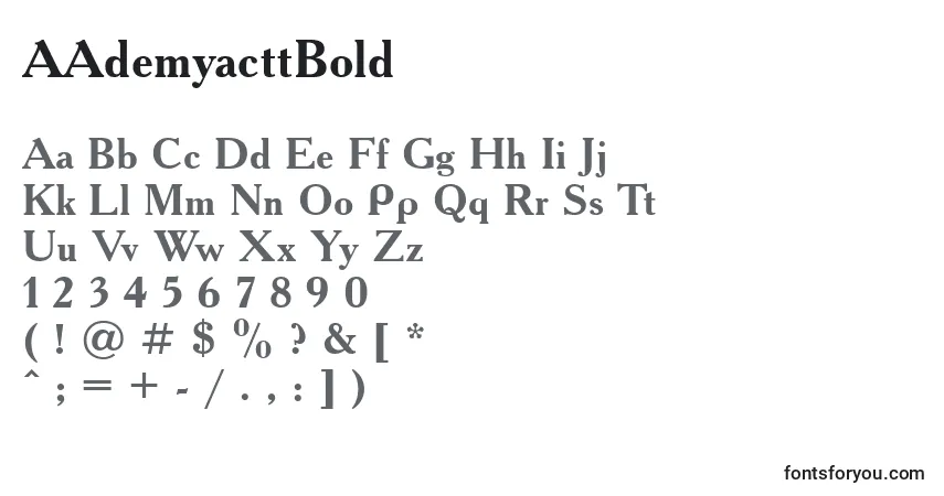Шрифт AAdemyacttBold – алфавит, цифры, специальные символы