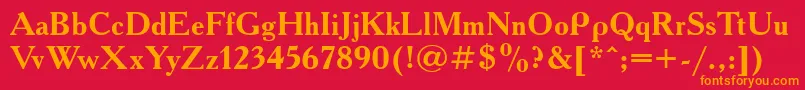 AAdemyacttBold-Schriftart – Orangefarbene Schriften auf rotem Hintergrund