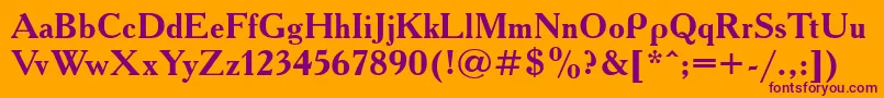 AAdemyacttBold-Schriftart – Violette Schriften auf orangefarbenem Hintergrund