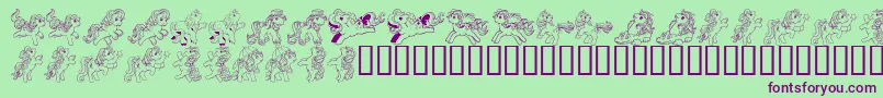 LmsPrettyPonyDingRegulaar-fontti – violetit fontit vihreällä taustalla