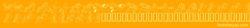 Fonte LmsPrettyPonyDingRegulaar – fontes amarelas em um fundo laranja