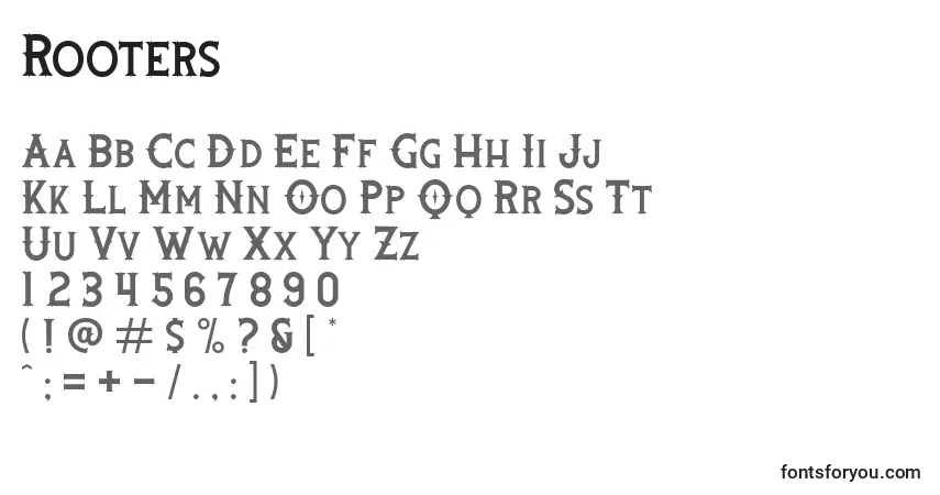 A fonte Rooters – alfabeto, números, caracteres especiais